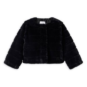 Janie and Jack Black Faux Fur Jacket 12-18 month